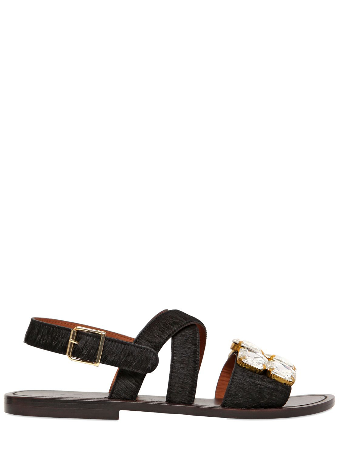 pony skin sandals