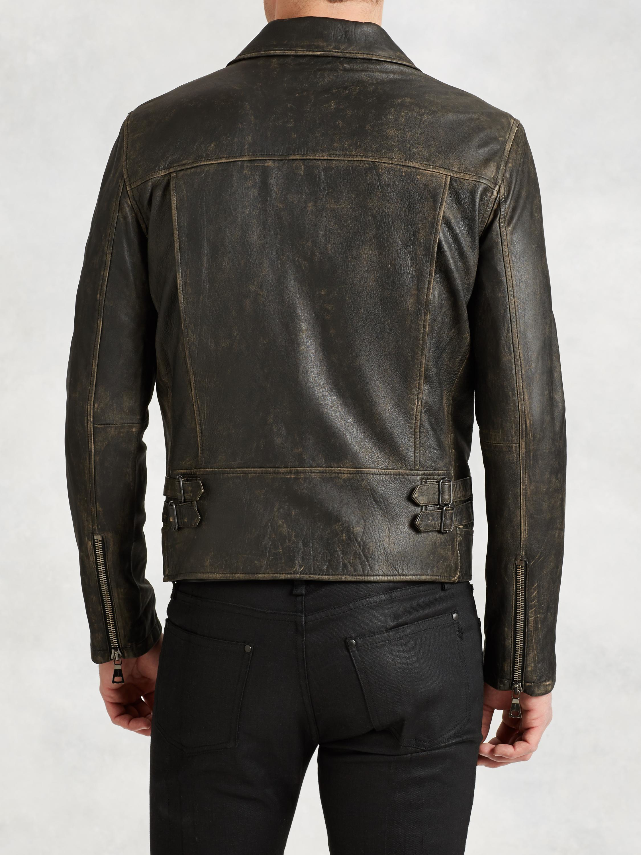 John Varvatos Asymmetrical Leather Biker Jacket in Black for Men - Lyst