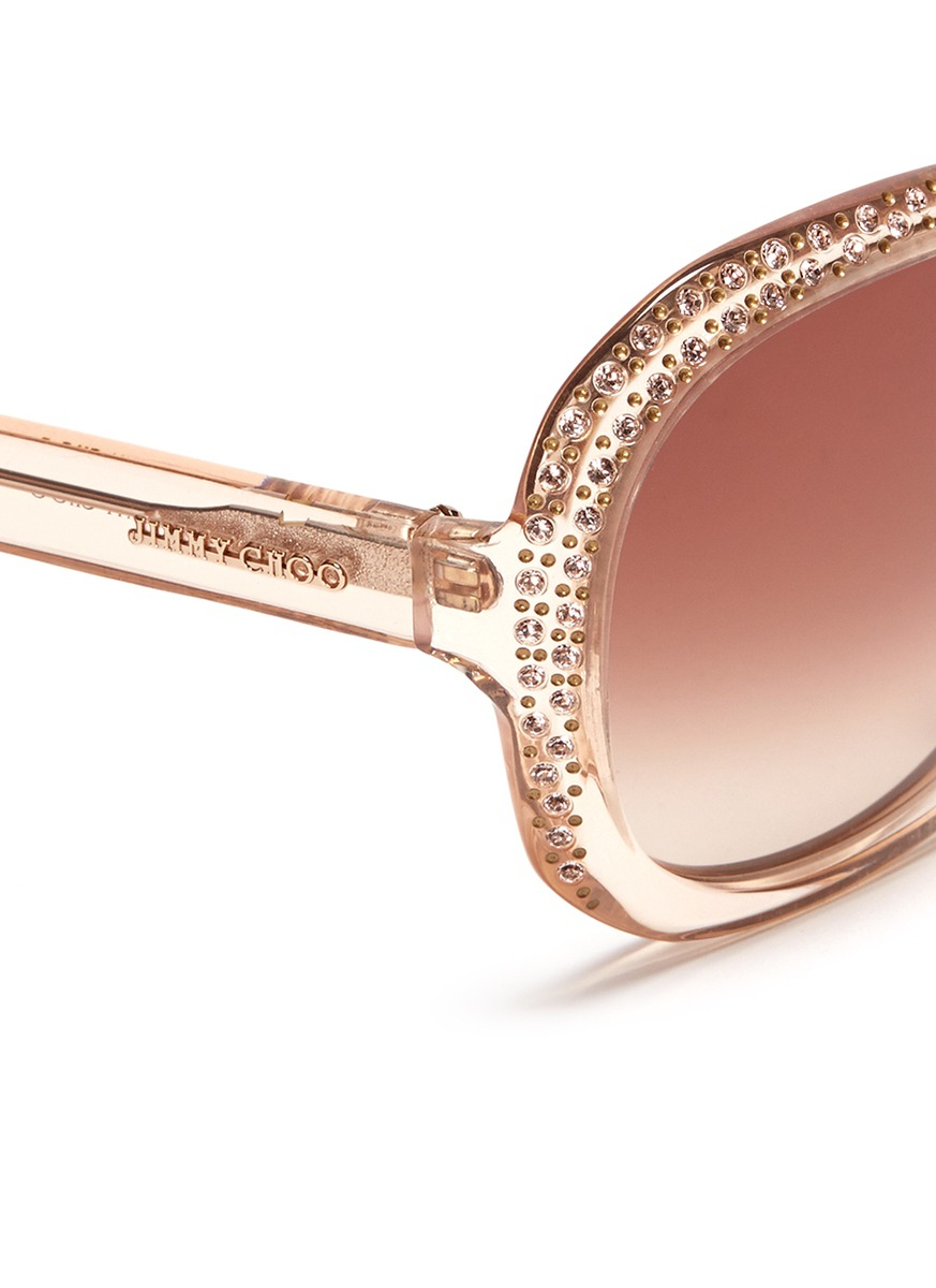 Jimmy Choo 'lu' Crystal Rim Sunglasses in Natural Lyst