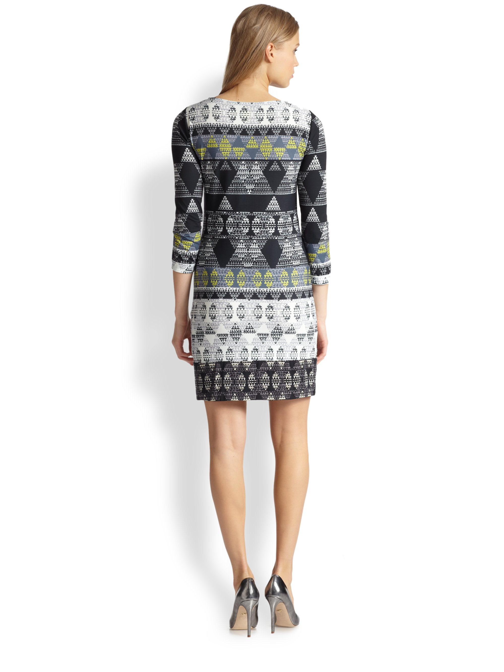 Lyst Bcbgmaxazria Calico Printed Jersey Dress Gallery