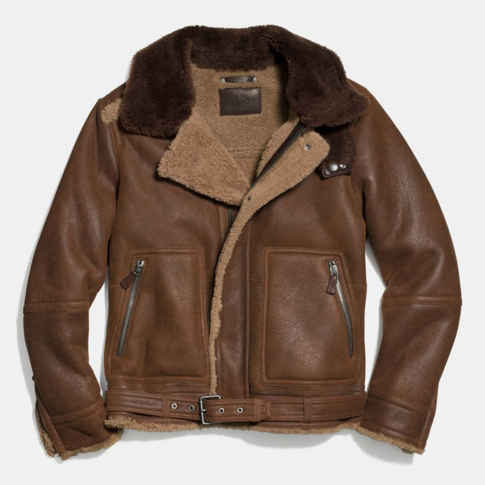 COACH Shearling Moto Jacket in Natural for Men Lyst