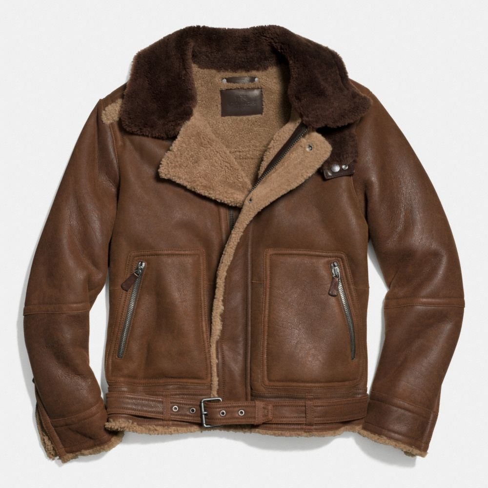 Coach Shearling Moto Jacket in Natural for Men | Lyst