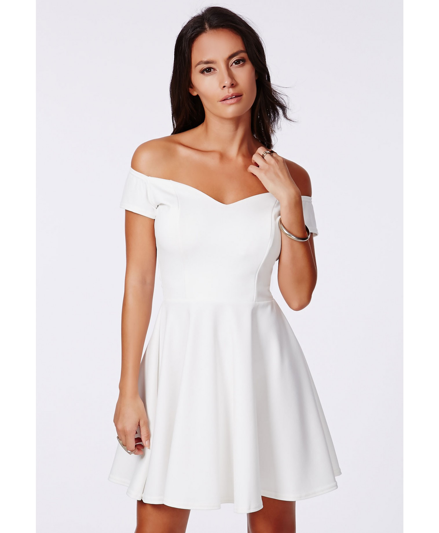 white bardot skater dress