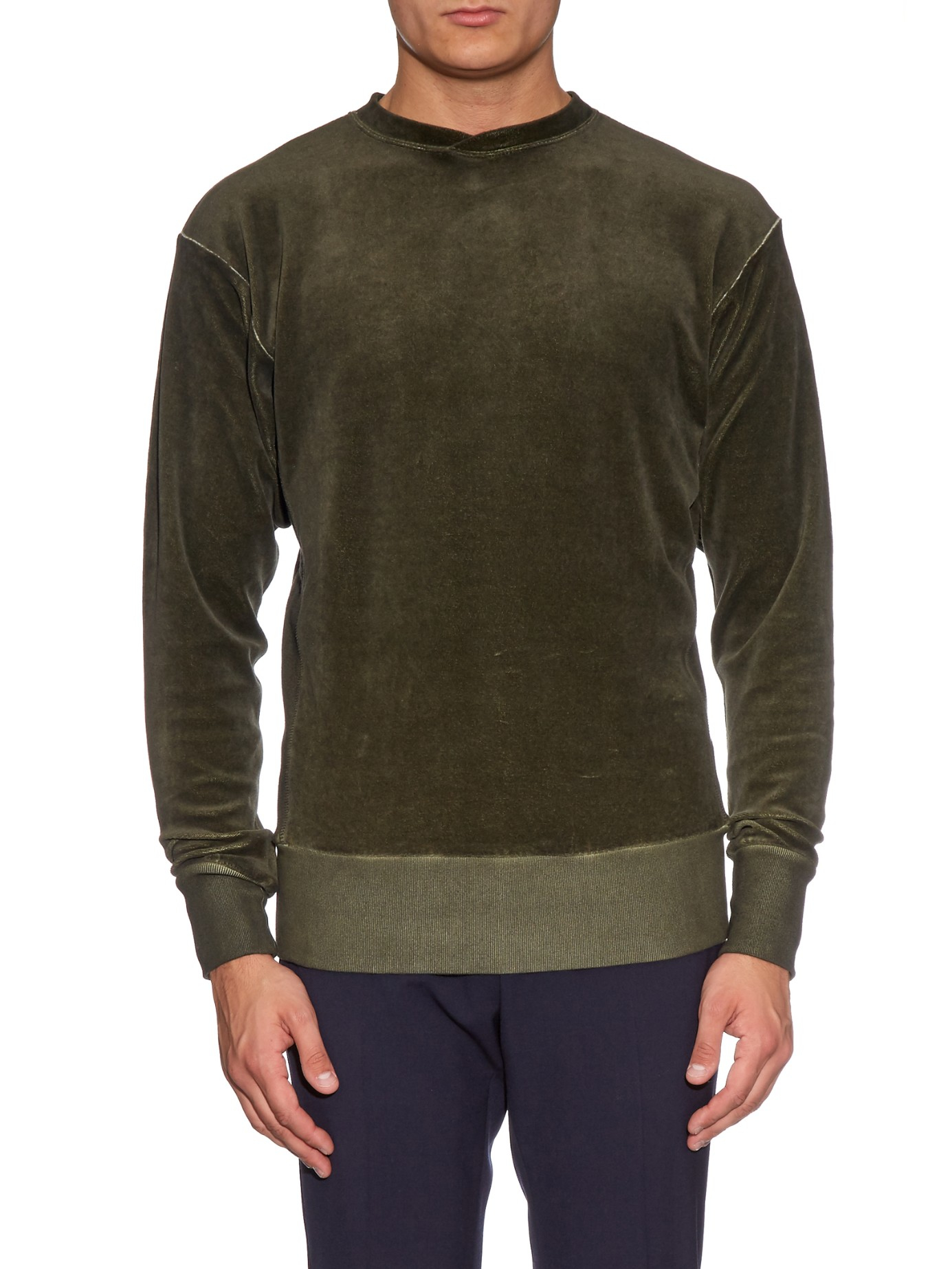 green velour sweatshirt