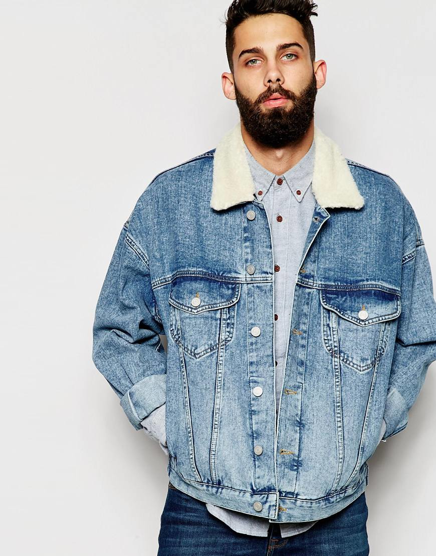 borg collar regular denim jacket