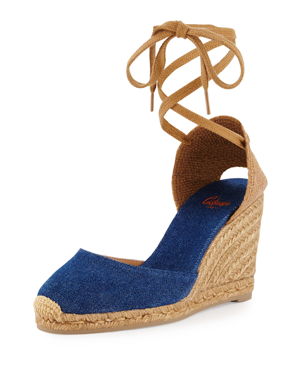 Castaner Carina Denim Espadrille Wedges in Blue - Lyst