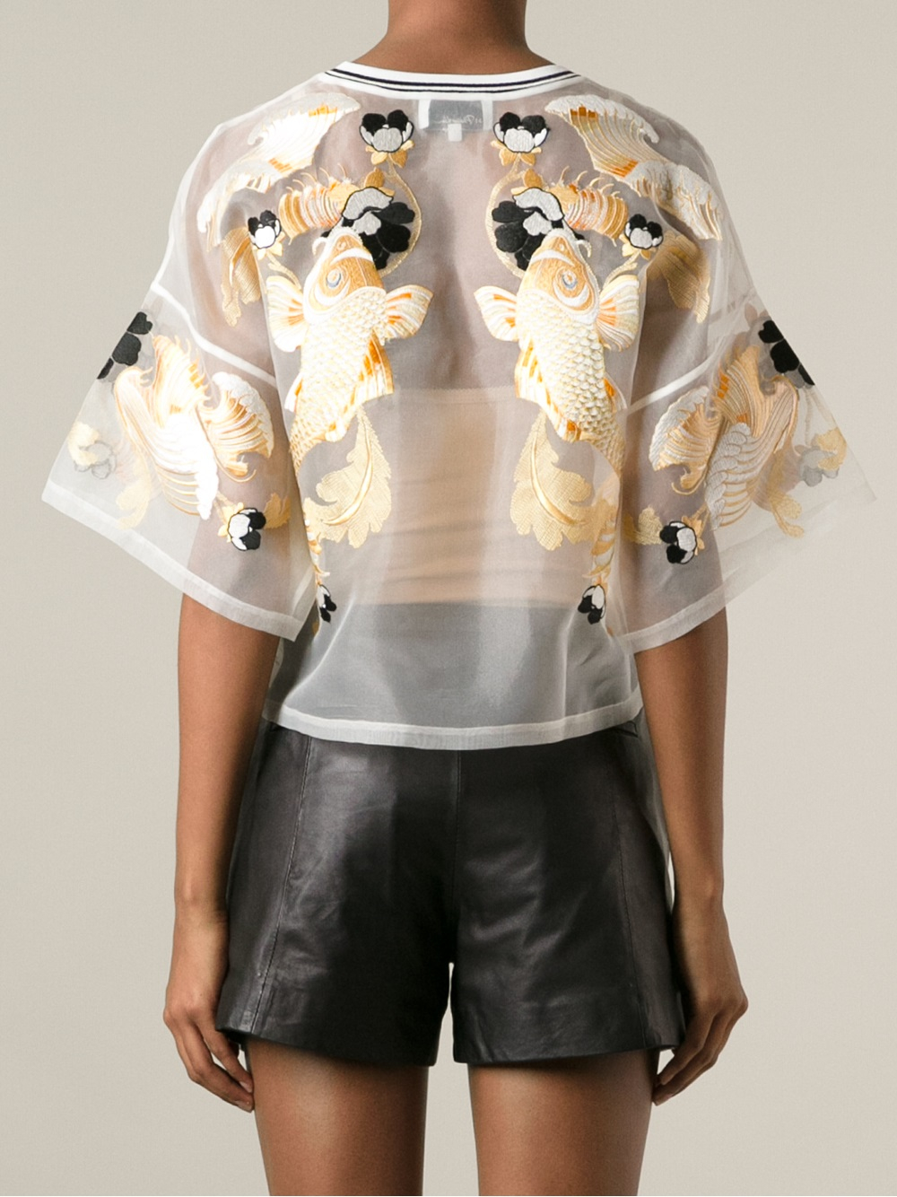 3.1 Phillip Lim Fish Embroidered Sheer 