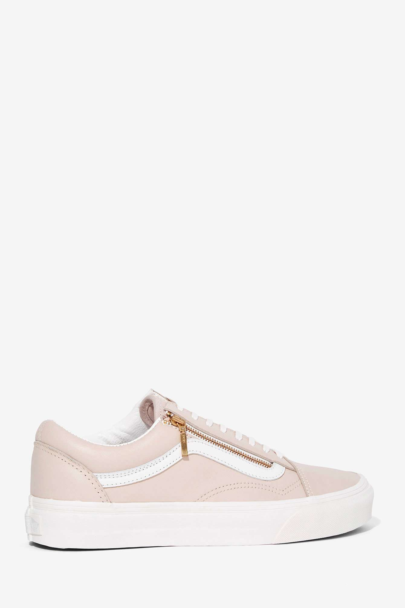 Vans Old Skool Zip Leather Sneaker in Pink | Lyst