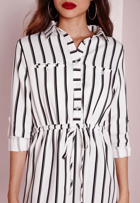 shirt dress black and white striped