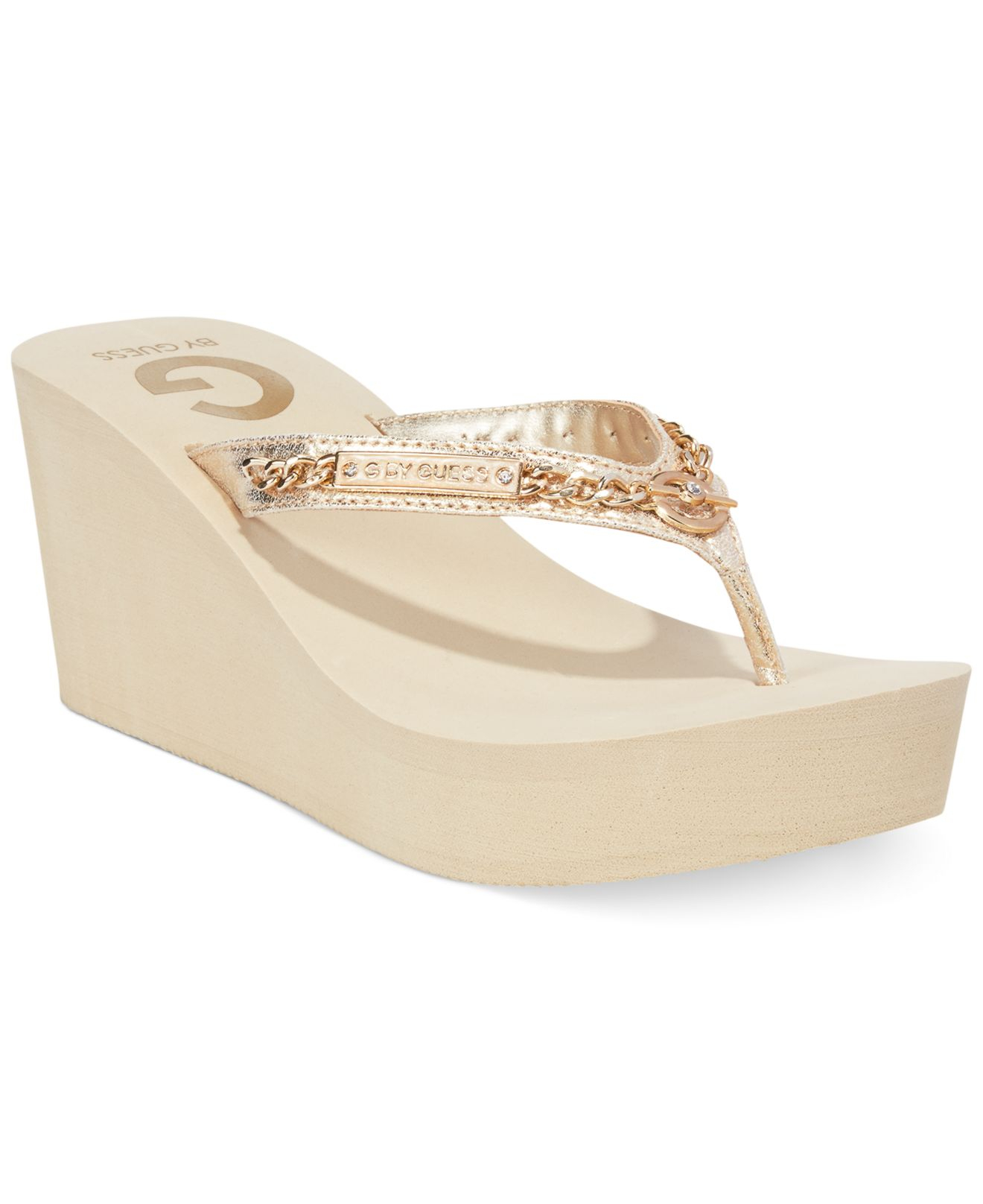 gold wedge flip flops