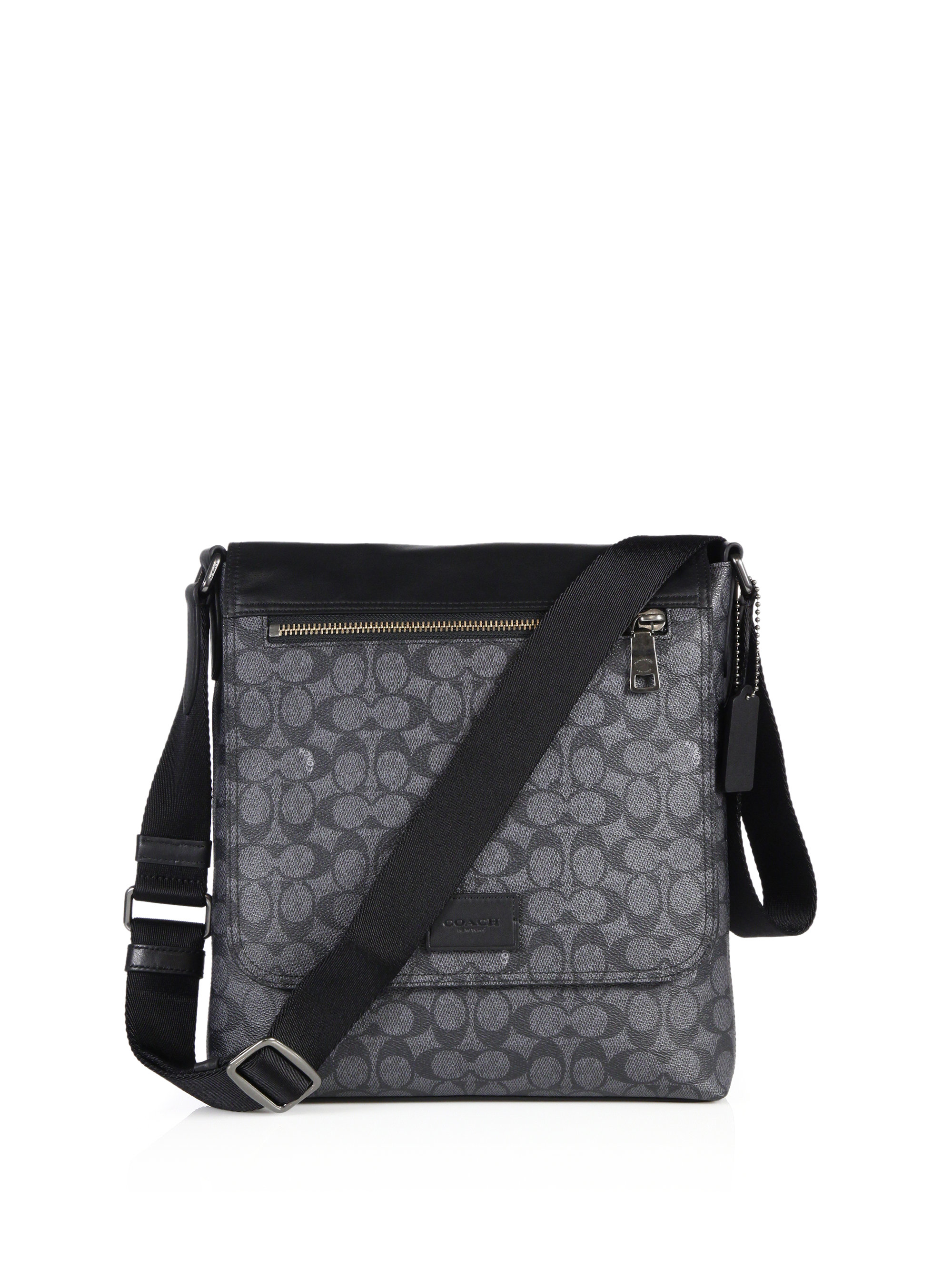 COACH Sam Leather-trimmed Coated Canvas Crossbody Bag in Black-Charcoal (Black) for Men - Lyst