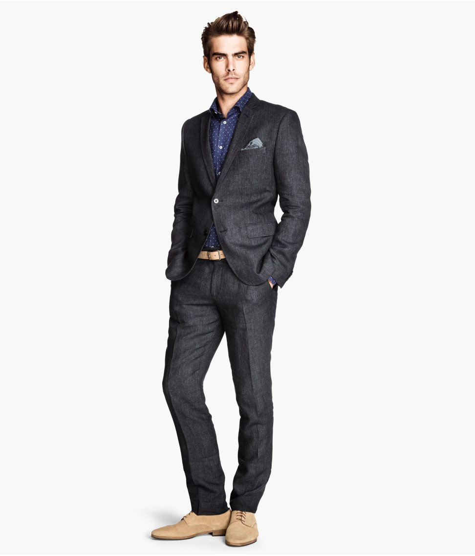 Lyst - H&M Linen Suit Trousers in Gray for Men