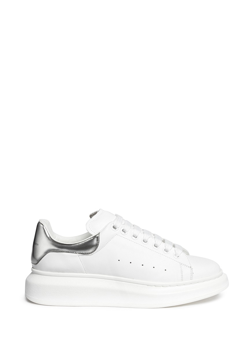 Alexander mcqueen Chunky Outsole Leather Sneakers in White | Lyst