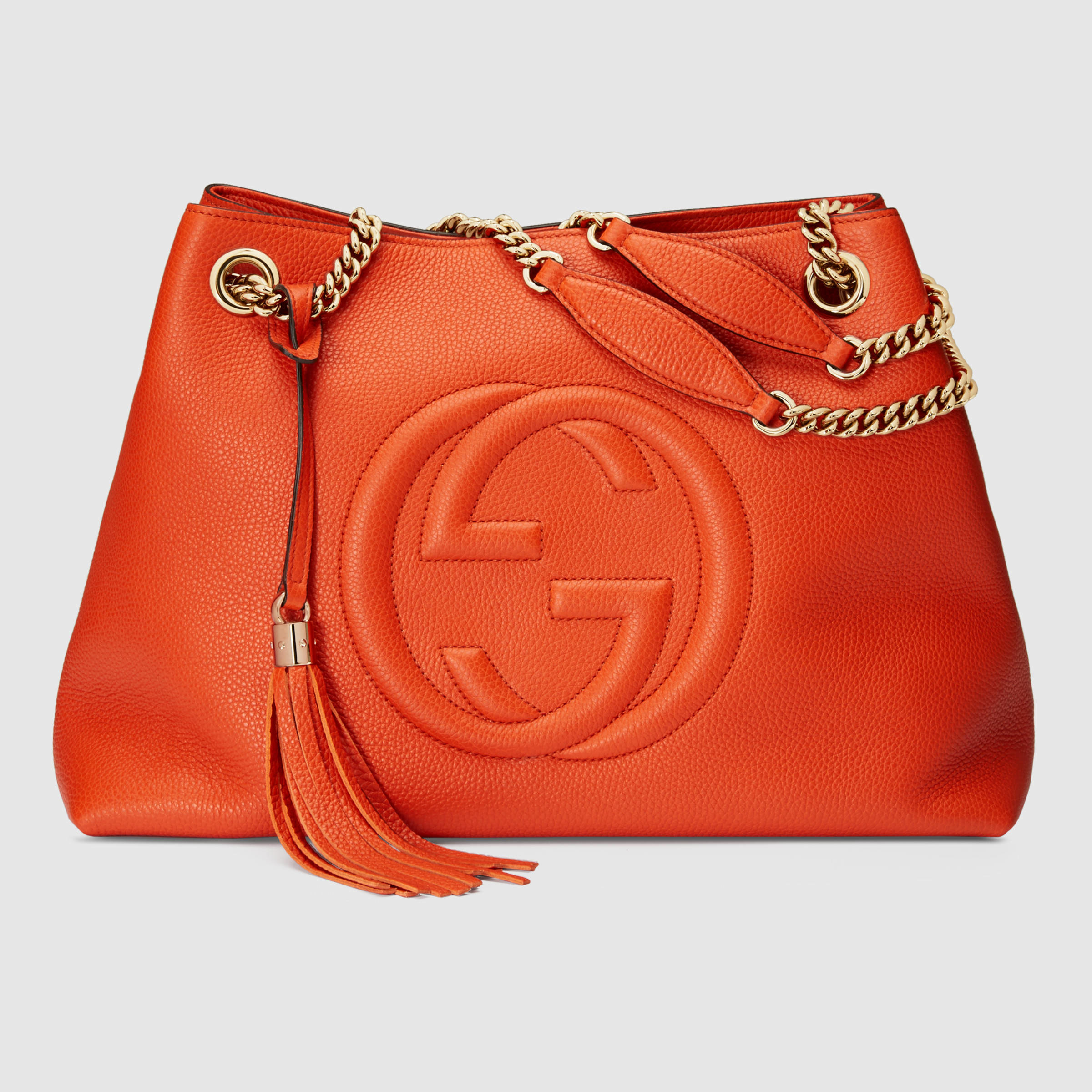 Gucci Soho Leather Shoulder Bag in Orange Lyst
