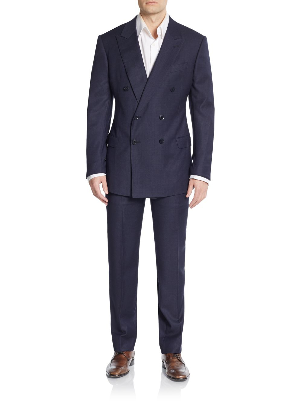 Armani S-line Double-breasted Suit in Navy (Blue) for Men - Lyst