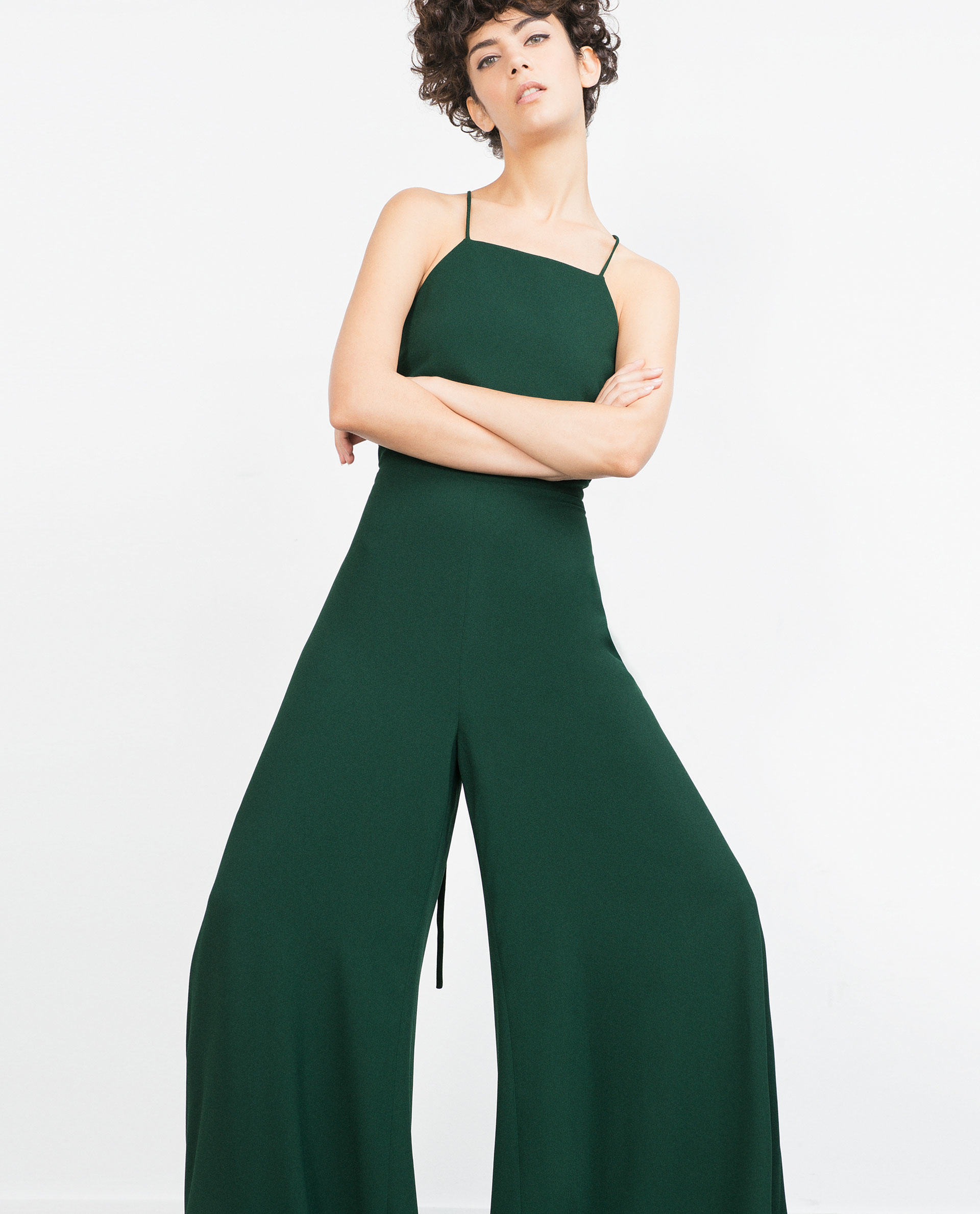 Zara Halter Neck Jumpsuit Withstrappy Back in Green Lyst