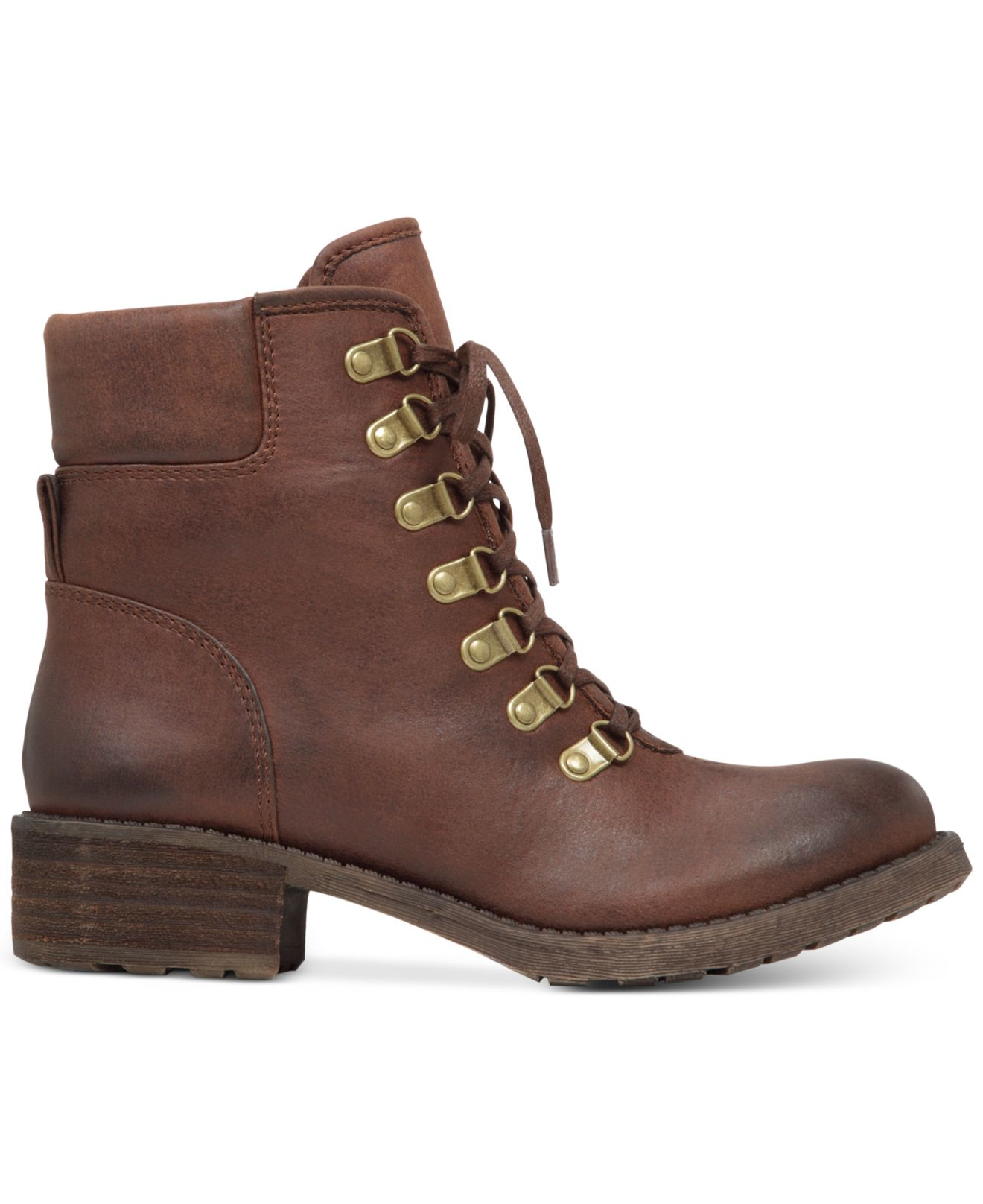 Lucky Brand Leather Women's Daxxter Lace-up Boots in Brown - Lyst