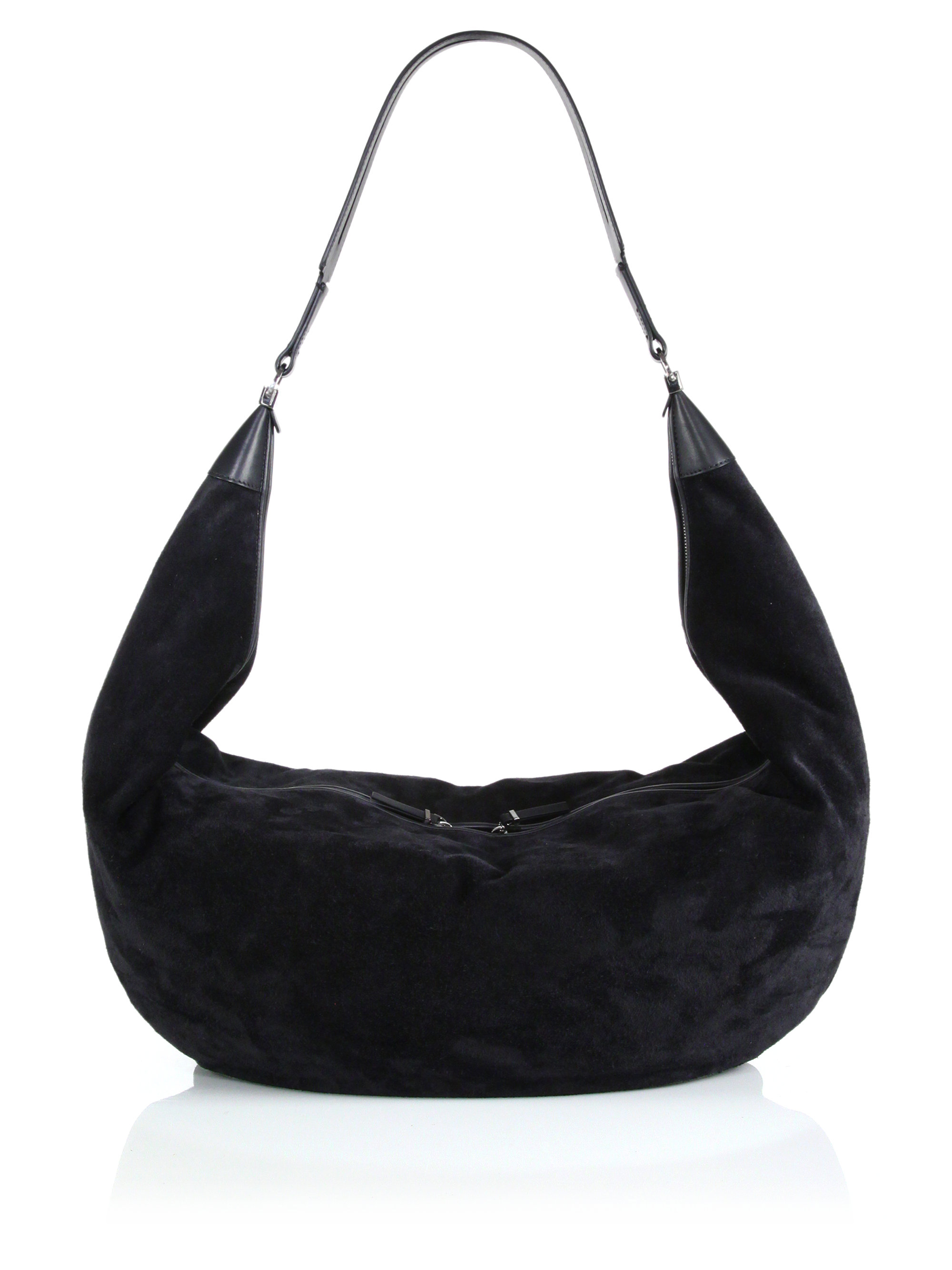 black suede hobo handbag