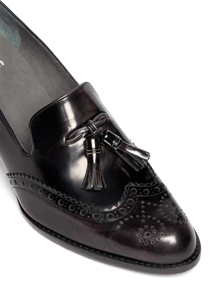 Stuart Weitzman 'girl Thing' Wingtip Tassel Loafers in Black Lyst
