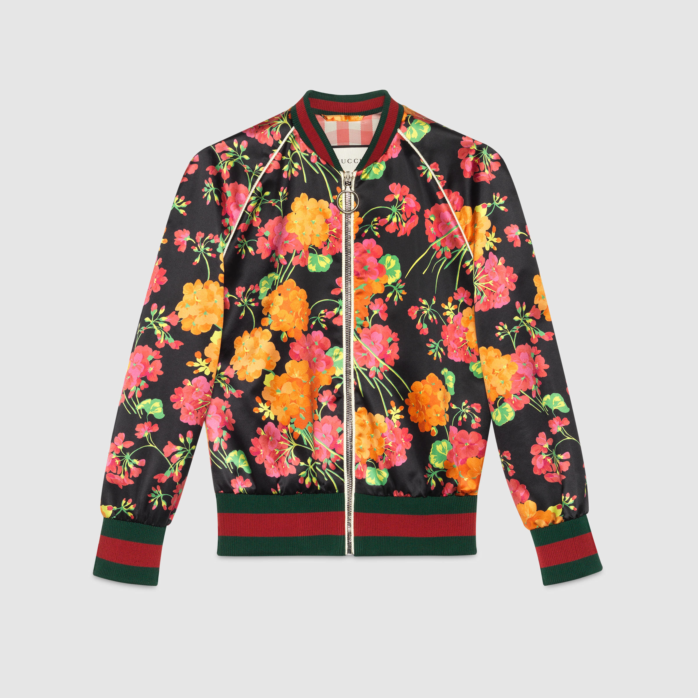 Lyst - Gucci Acid Blooms Print Silk Bomber Jacket
