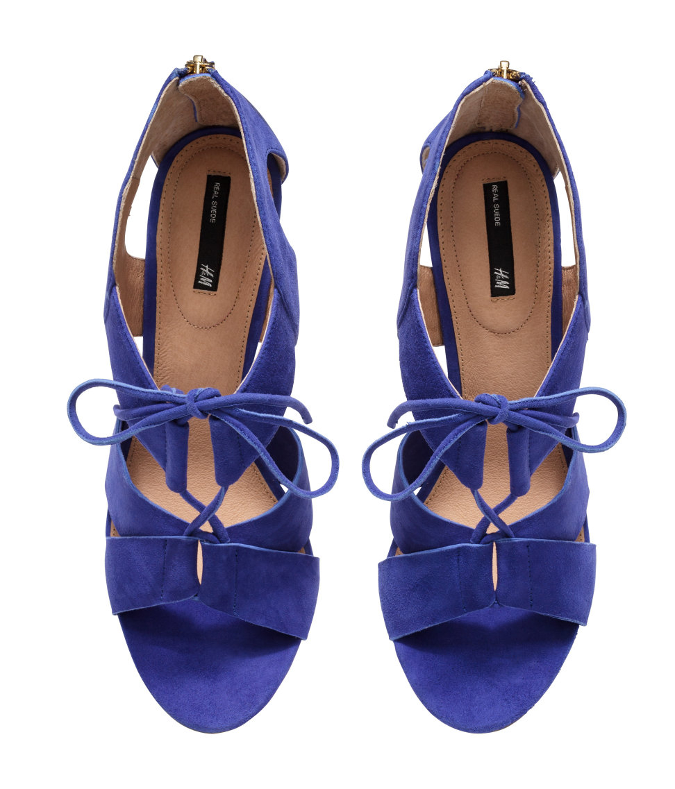 H&M Leather Sandals in Blue - Lyst
