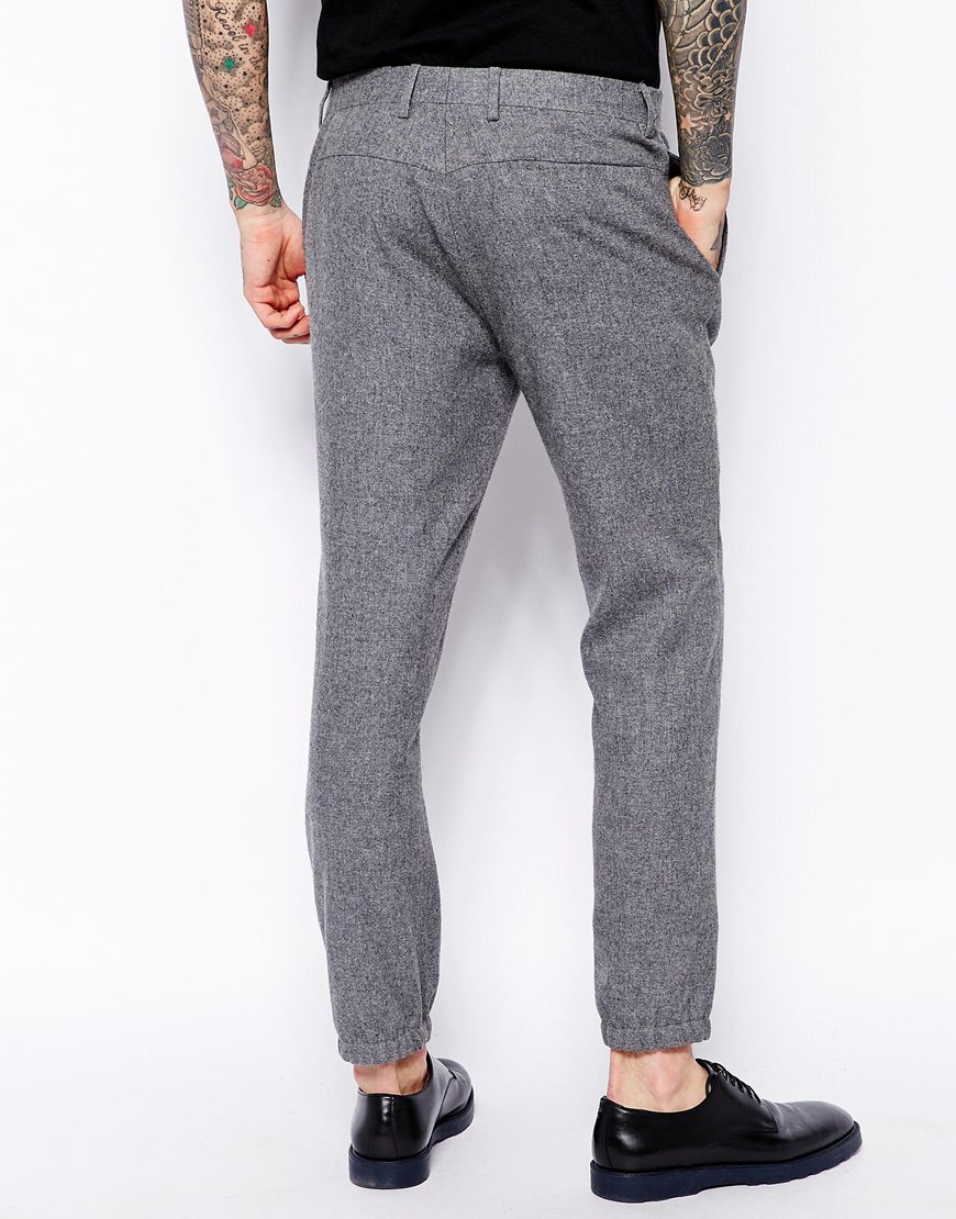 Lyst - Asos Tapered Fit Smart Cuffed Joggers in Gray for Men