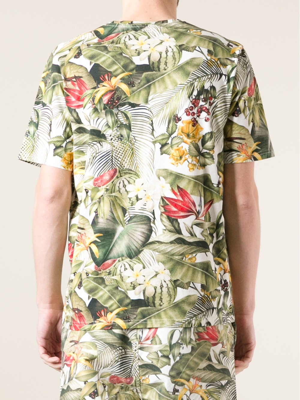 AMI Jungle Print T-shirt in White (Green) for Men - Lyst