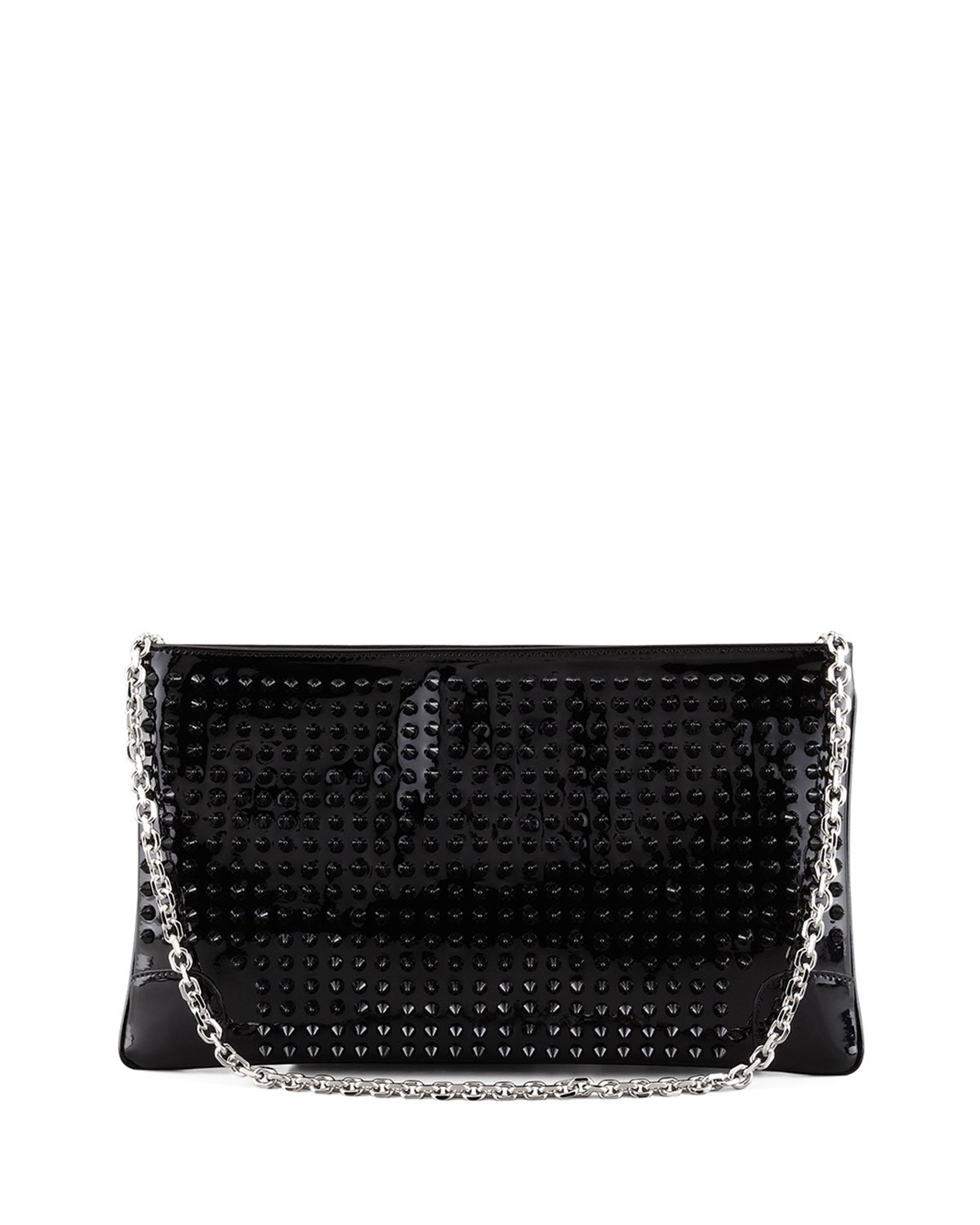 Christian Louboutin Leather Loubiposh Studded Clutch Bag in Pink - Lyst