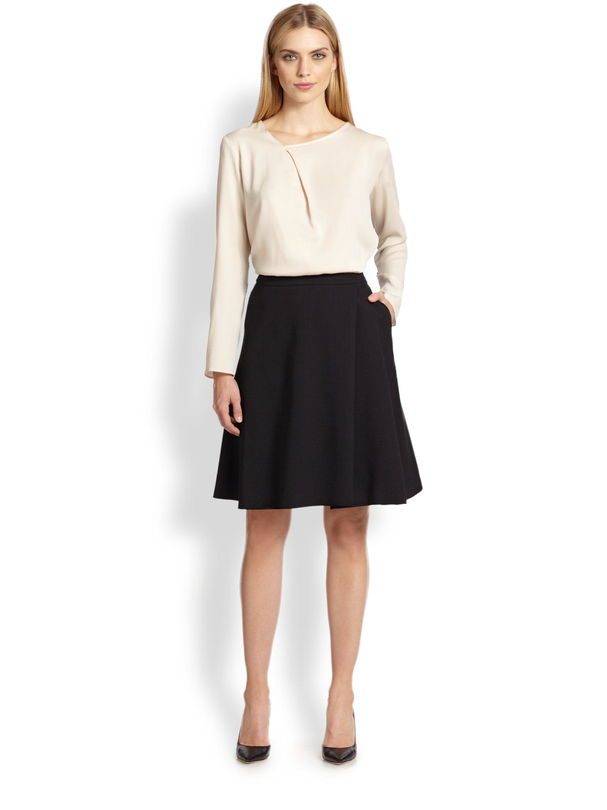 Max Mara Wool A-Line Skirt in Black | Lyst