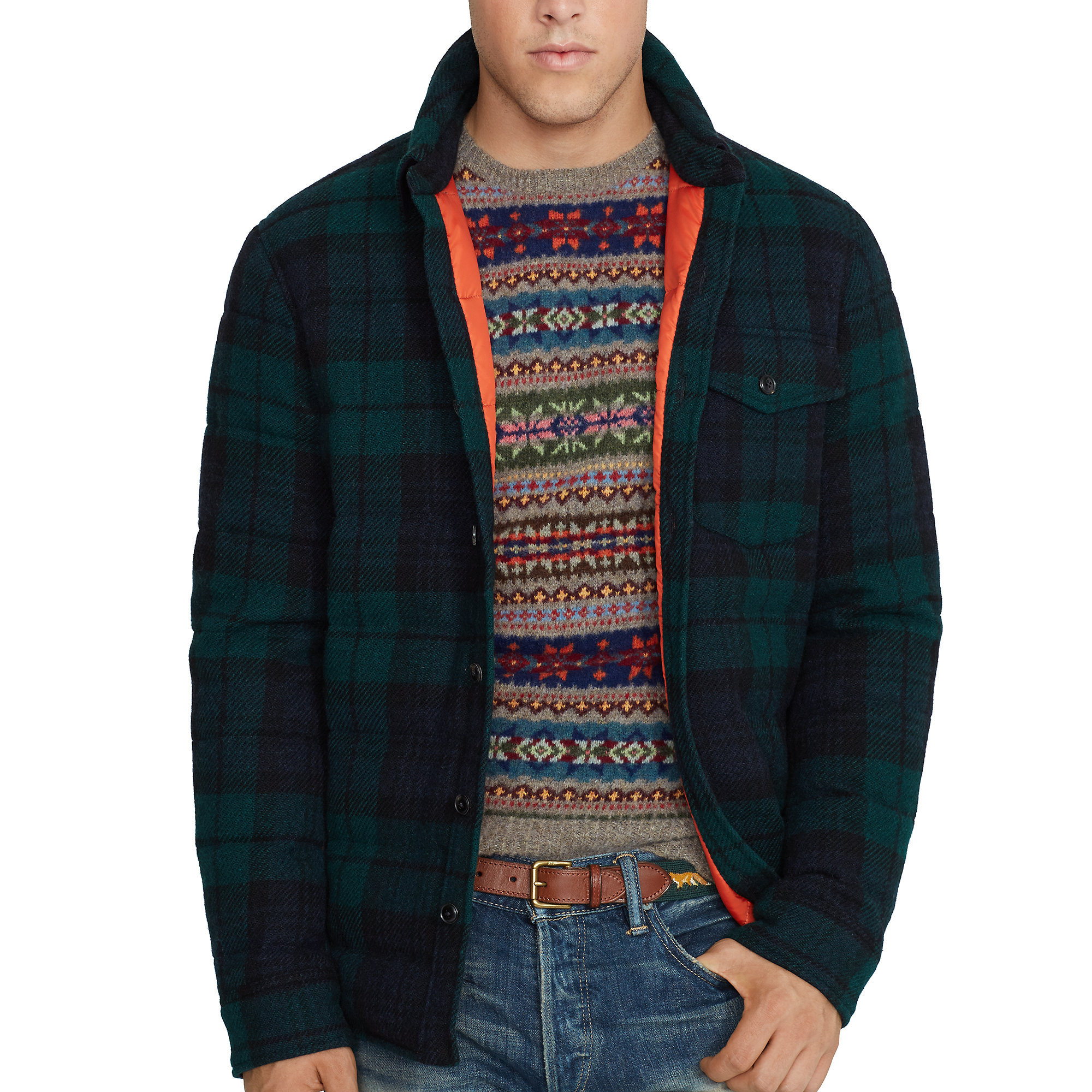 polo ralph lauren plaid patched shirt jacket