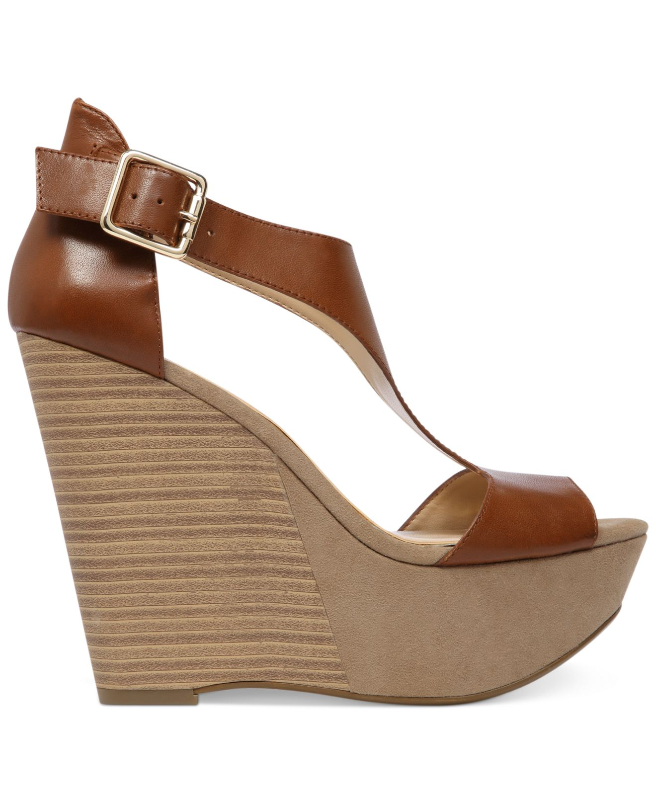 Lyst - Jessica Simpson Kalachee Tstrap Platform Wedge Sandals in Brown