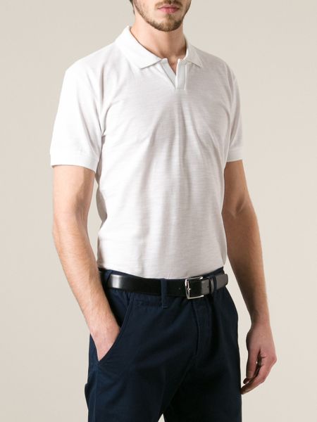 Dolce & Gabbana V Slit Polo Shirt in White for Men | Lyst