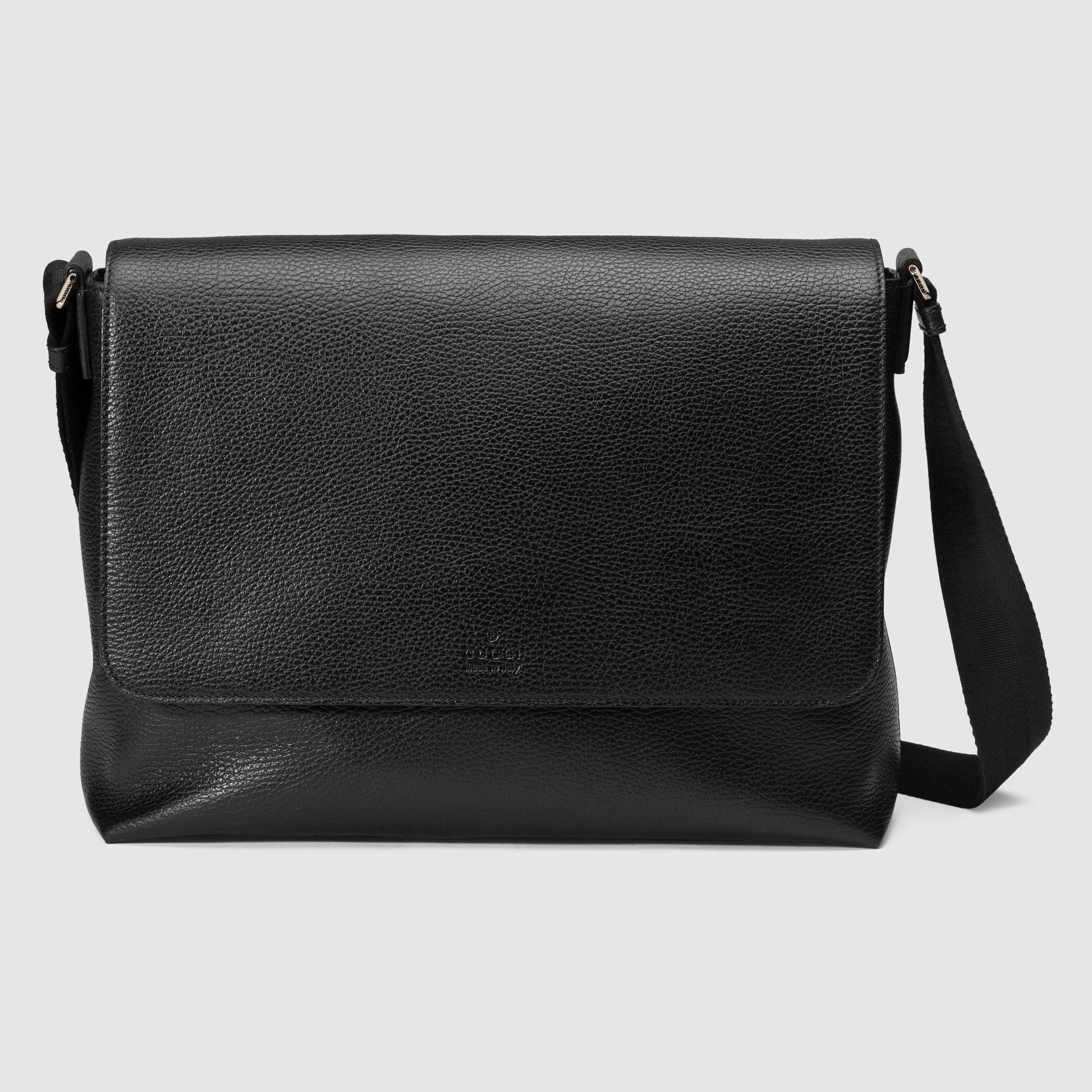 Lyst - Gucci Leather Messenger Bag in Black for Men