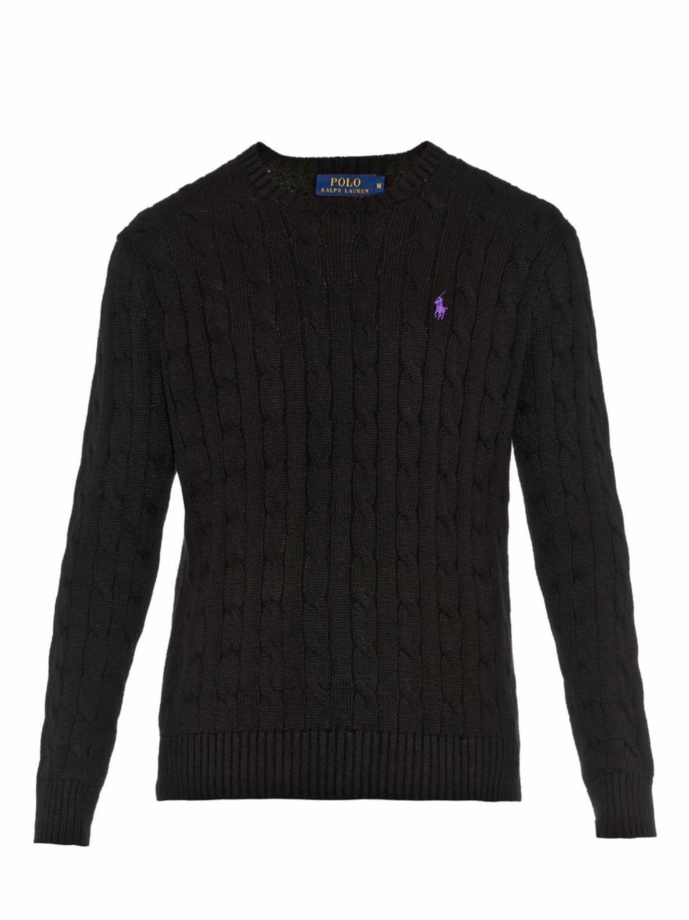 Polo ralph lauren Cable-knit Cotton Sweater in Black for Men | Lyst