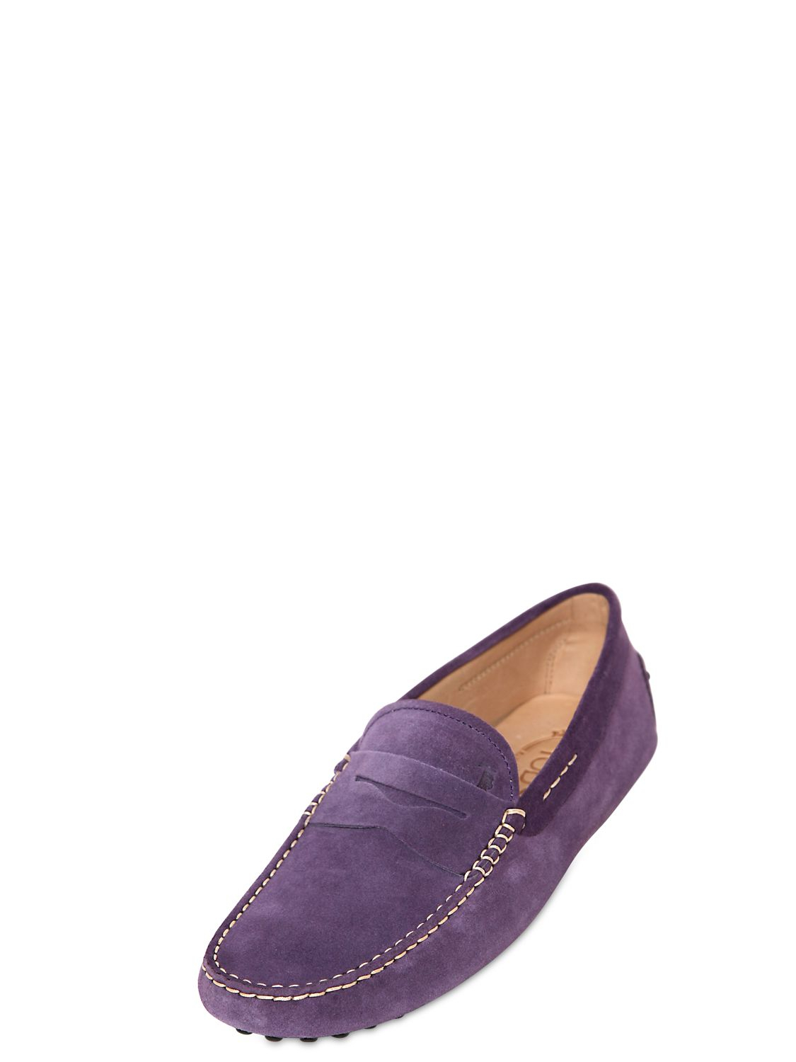 Tod's Gommino Suede Driving Shoes in Purple for Men | Lyst