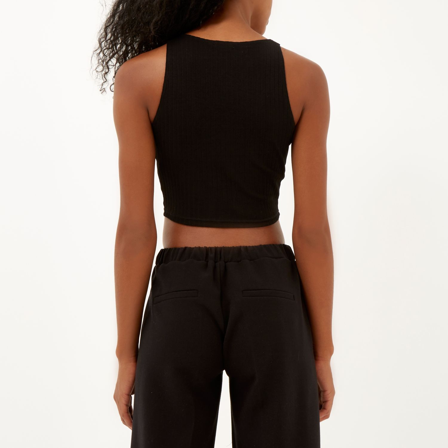 river island black halter neck top