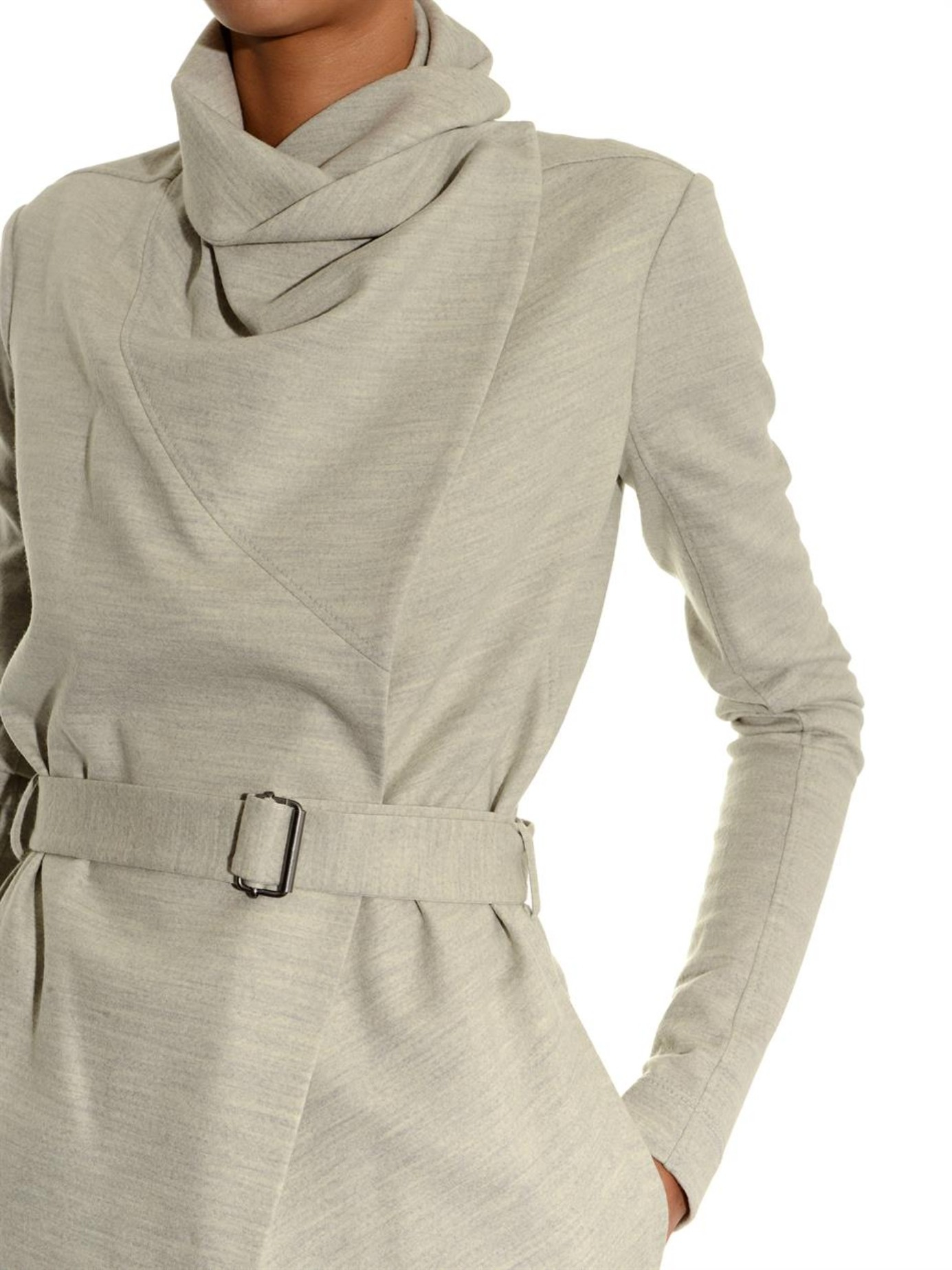 Helmut Lang Sonar Draped Wool Jacket In Light Grey Gray Lyst