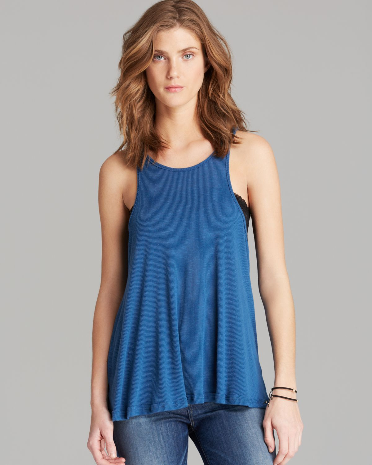 Free People Tank Long Beach In Denim Blue Lyst