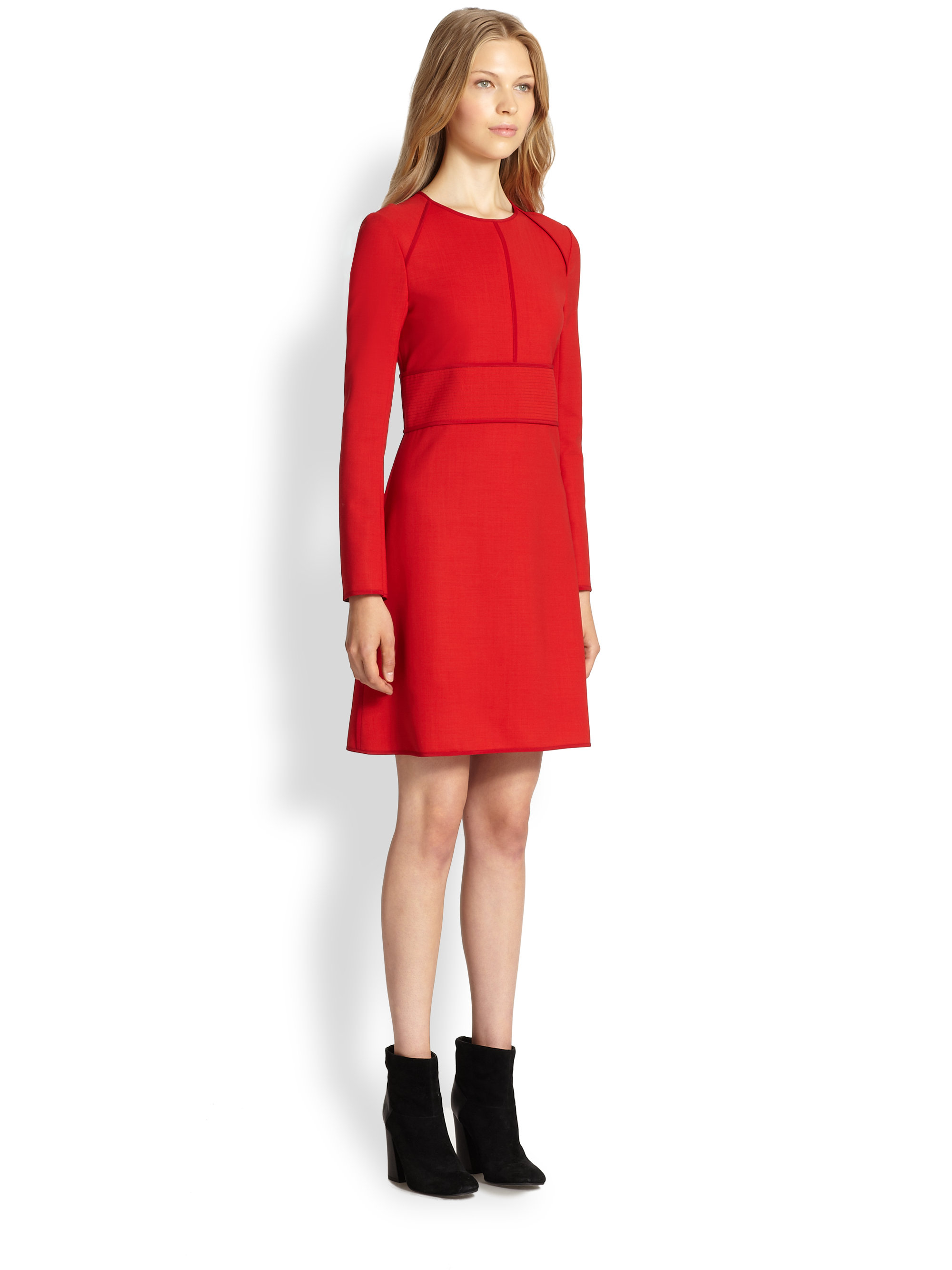 Chloé Wool A-Line Dress in Red | Lyst