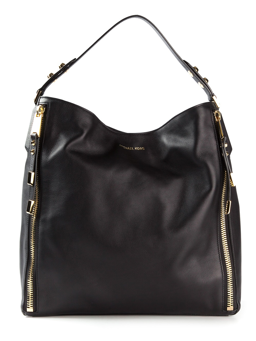 Michael Kors Large Miranda Zipper Shoulder Bag in Black - Lyst