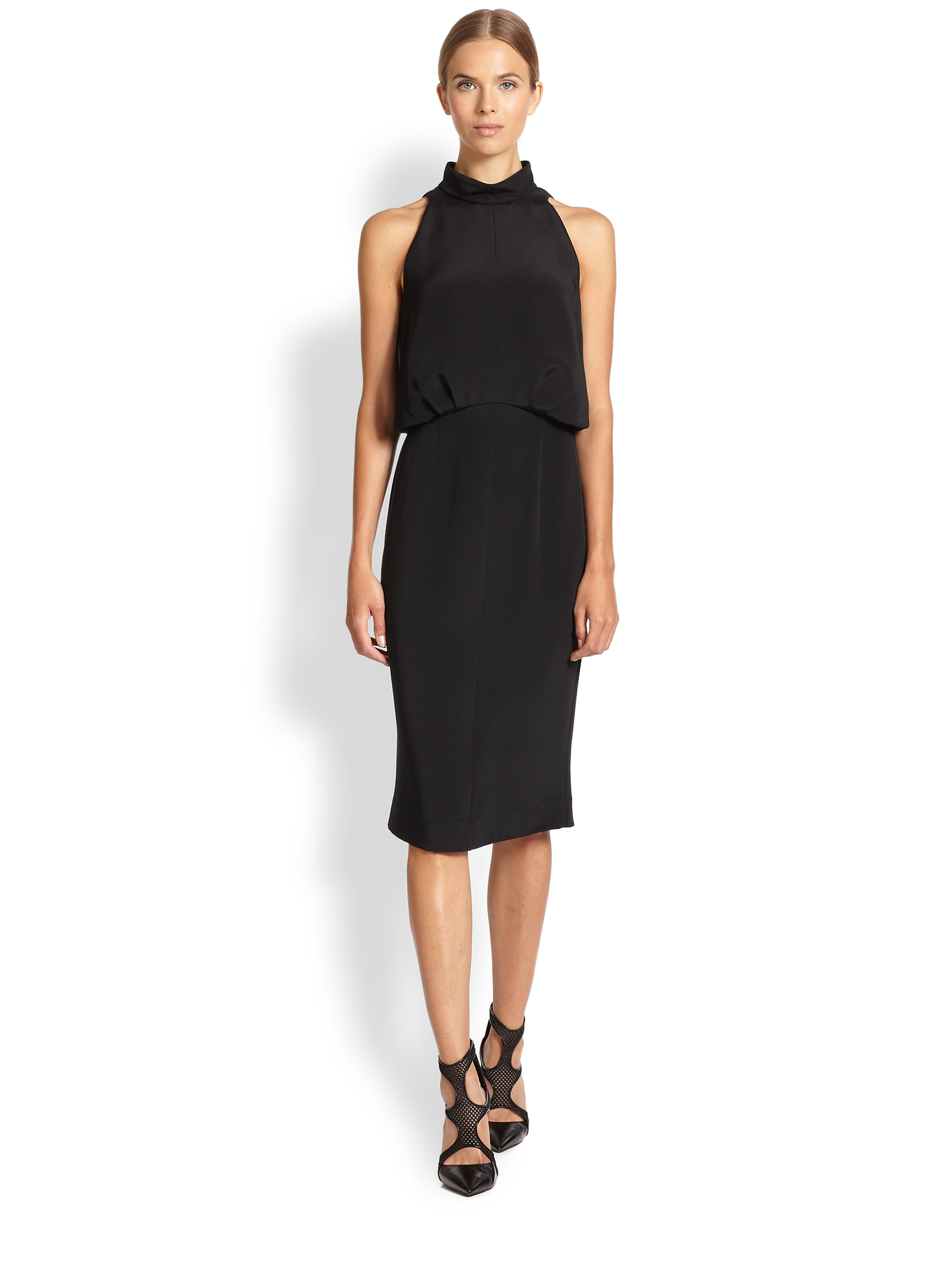 Lyst Tamara Mellon Silk Halter Dress In Blue Gallery