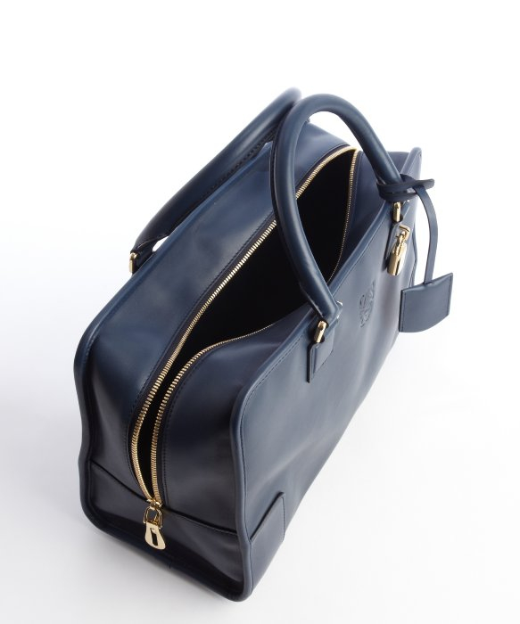 Lyst Loewe Navy Blue Leather Top Handle Handbag In Gallery