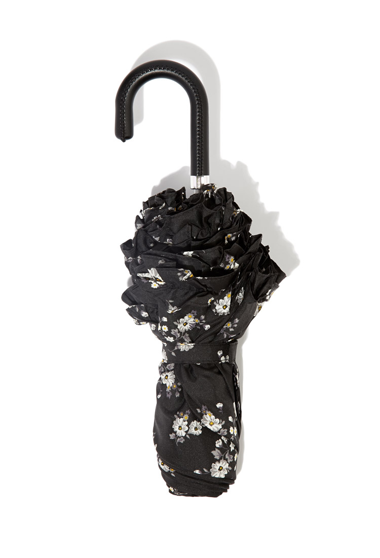 Forever 21 Floral Print Ruffled Umbrella In Black Lyst