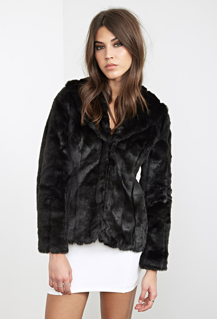 buy \u003e forever 21 black fur jacket, Up 