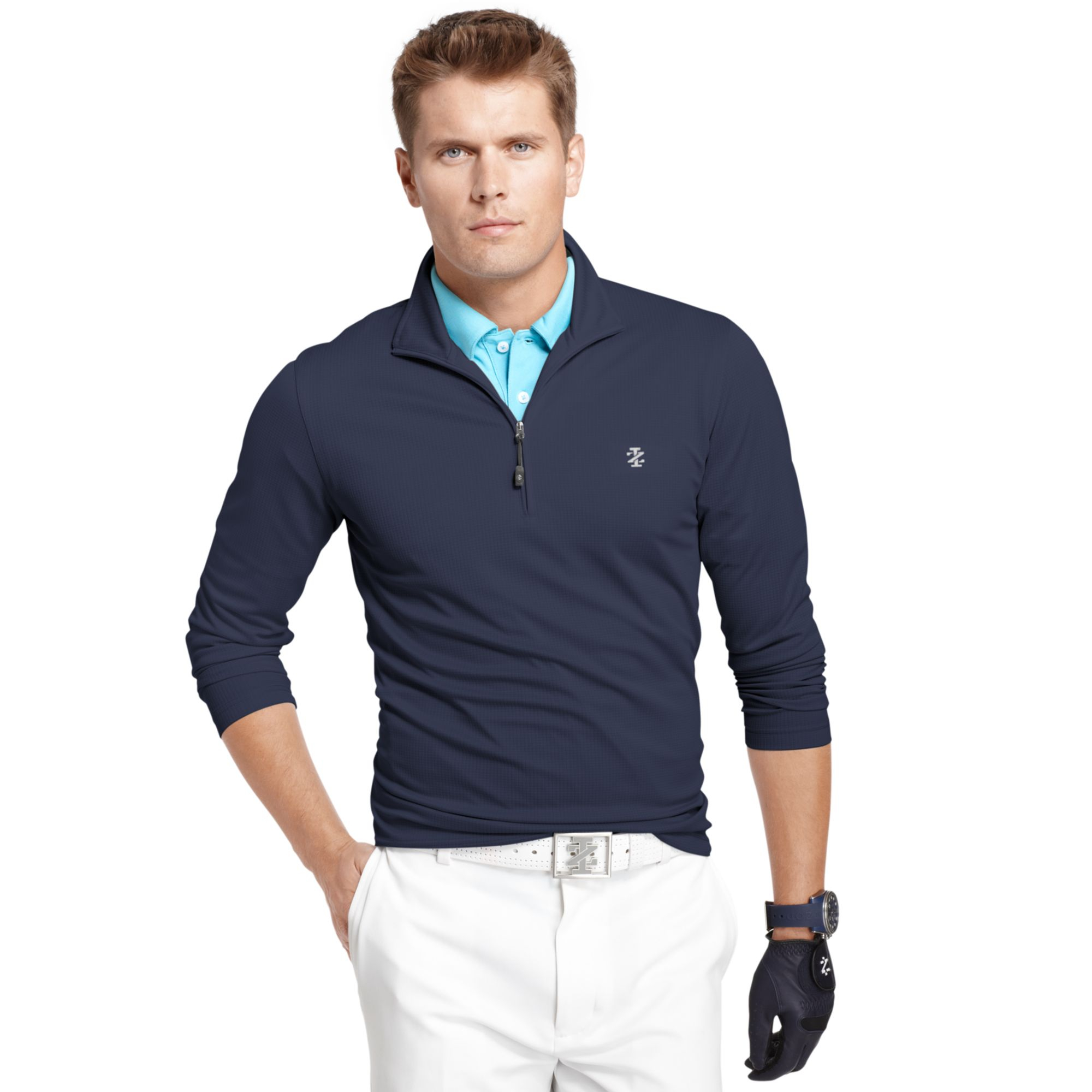Izod Golf Quarterzip Mock Neck Jacquard Pullover in Blue for Men ...