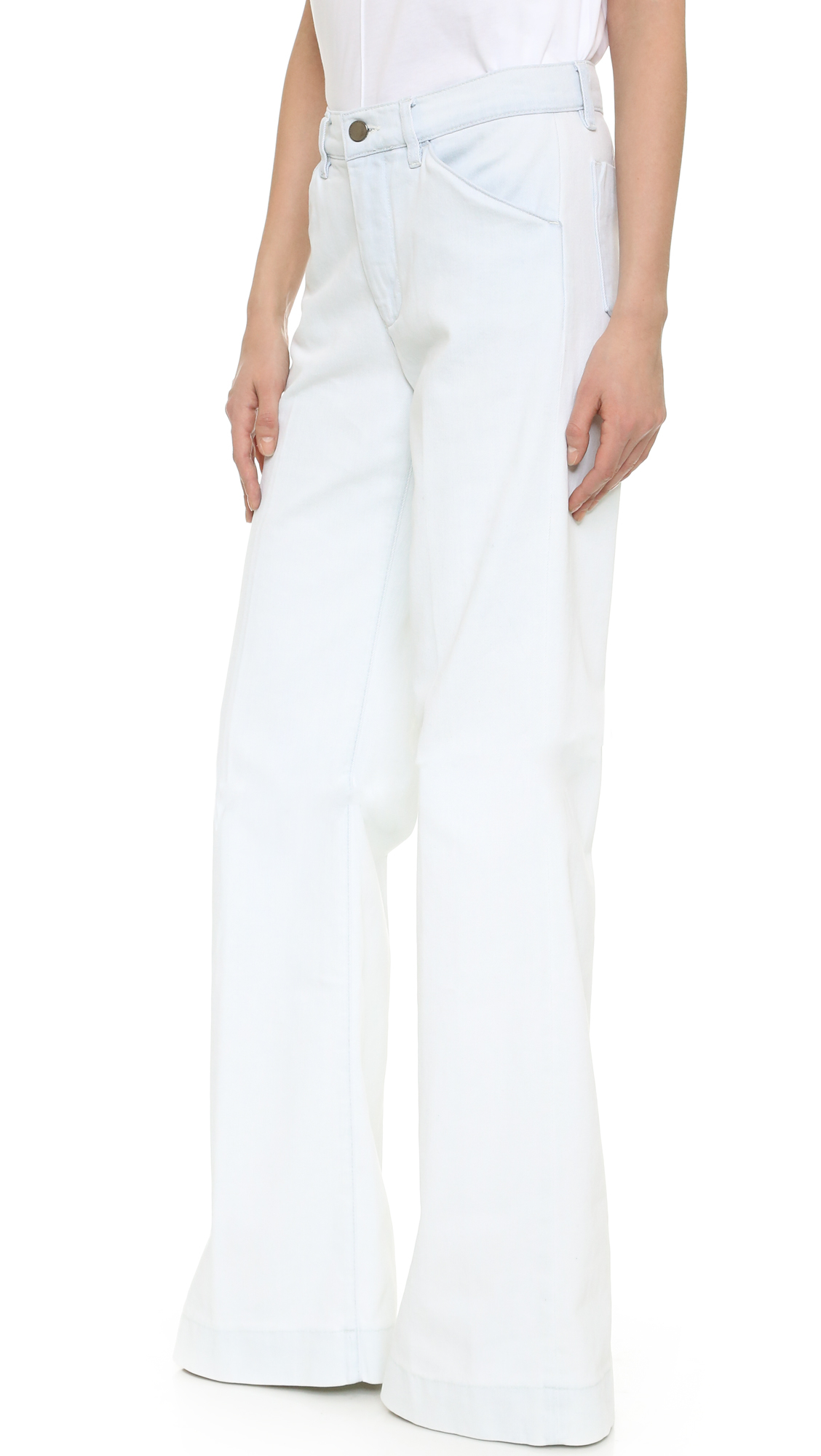 Lyst - Victoria, Victoria Beckham Wide Leg Jeans in White