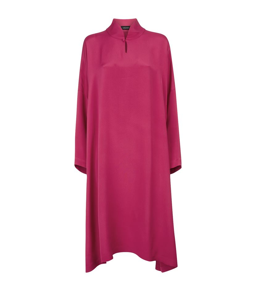 Eskandar Mandarin Collar Silk Tunic in Pink | Lyst