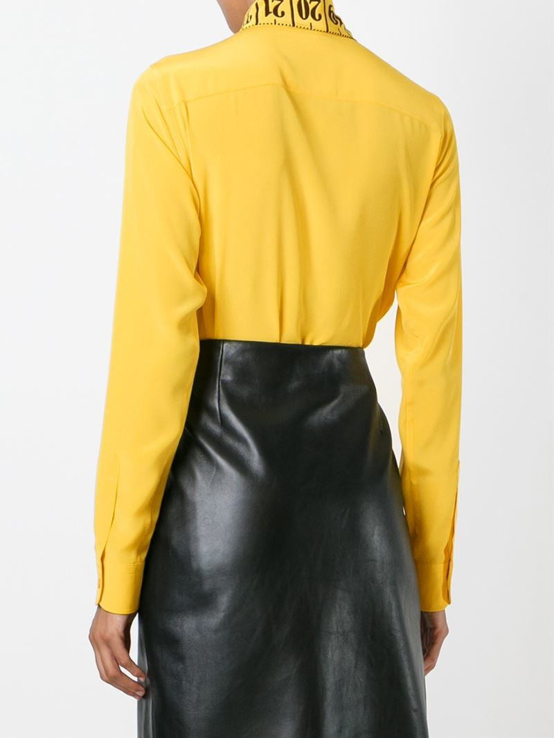 yellow pussybow blouse