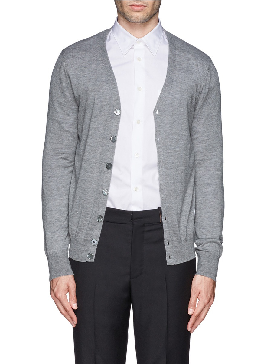 Lyst - Alexander Mcqueen Skull Logo Cashmere Cardigan in Gray for Men