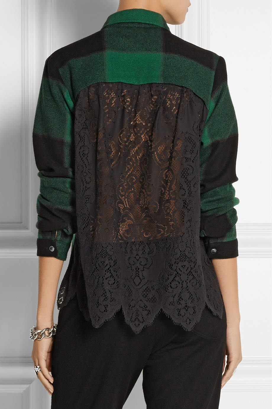 Lyst - Sea Buffalo Plaid Woolblend and Lace Shirt in Green